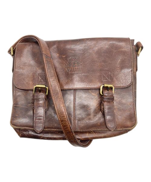 VALISE（バリス）VALISE (バリス) ロゴ型押しレザーショルダーバッグ ブラウンの古着・服飾アイテム