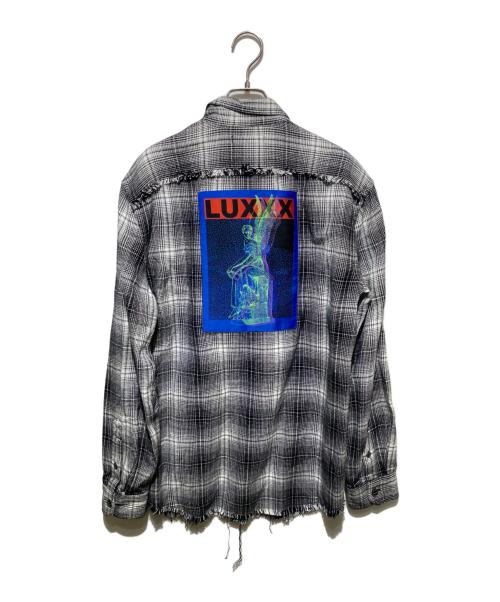 DIESEL（ディーゼル）DIESEL (ディーゼル) S-MILLER-PATCH/チェックネルシャツ ブラック×グレー サイズ:Ｌの古着・服飾アイテム