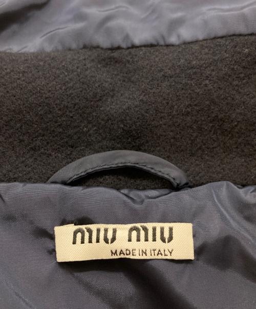 MIU MIU（ミュウミュウ）MIU MIU (ミュウミュウ) ウール切り替えフード付きダウンコート ネイビー サイズ:40の古着・服飾アイテム