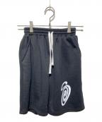 stussyステューシー）の古着「curly s スウェットハーフパンツ」｜ブラック