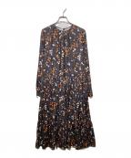 SLOBE IENAスローブ イエナ）の古着「flowerprint ティアードワンピース」｜オレンジ×ブラック