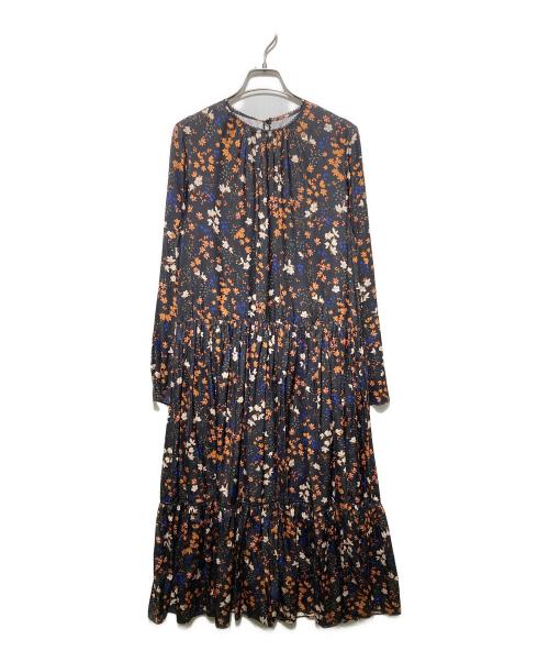 SLOBE IENA（スローブ イエナ）SLOBE IENA (スローブ イエナ) flowerprint ティアードワンピース オレンジ×ブラック サイズ:FREE 未使用品の古着・服飾アイテム