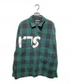 GOD SELECTION XXX×WIND AND SEAゴッド セレクション トリプルエックス×ウィンダンシー）の古着「プリントチェックネルシャツ」｜グリーン