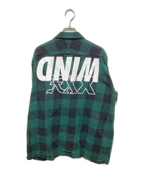 GOD SELECTION XXX（ゴッド セレクション トリプルエックス）GOD SELECTION XXX (ゴッド セレクション トリプルエックス) WIND AND SEA (ウィンダンシー) プリントチェックネルシャツ グリーン サイズ:ＸＬの古着・服飾アイテム