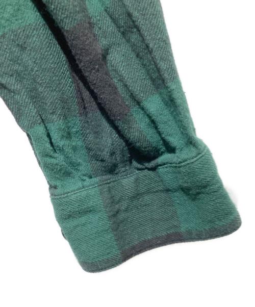 GOD SELECTION XXX（ゴッド セレクション トリプルエックス）GOD SELECTION XXX (ゴッド セレクション トリプルエックス) WIND AND SEA (ウィンダンシー) プリントチェックネルシャツ グリーン サイズ:ＸＬの古着・服飾アイテム