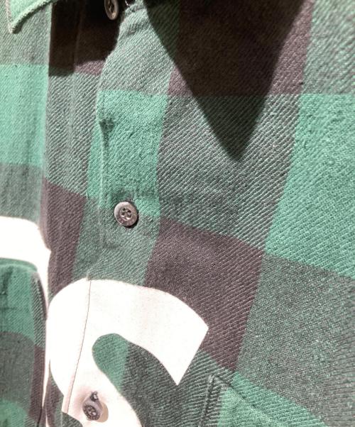 GOD SELECTION XXX（ゴッド セレクション トリプルエックス）GOD SELECTION XXX (ゴッド セレクション トリプルエックス) WIND AND SEA (ウィンダンシー) プリントチェックネルシャツ グリーン サイズ:ＸＬの古着・服飾アイテム