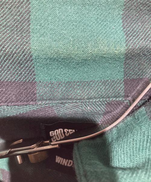 GOD SELECTION XXX（ゴッド セレクション トリプルエックス）GOD SELECTION XXX (ゴッド セレクション トリプルエックス) WIND AND SEA (ウィンダンシー) プリントチェックネルシャツ グリーン サイズ:ＸＬの古着・服飾アイテム