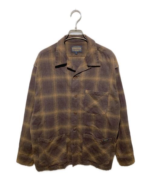PENDLETON（ペンドルトン）PENDLETON (ペンドルトン) コットンシャギーオープンカラーシャツ ブラウン サイズ:Ｌの古着・服飾アイテム