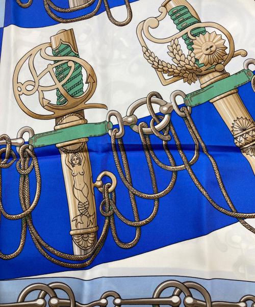 HERMES（エルメス）HERMES (エルメス) Cliquetis /大判スカーフ ブルーの古着・服飾アイテム