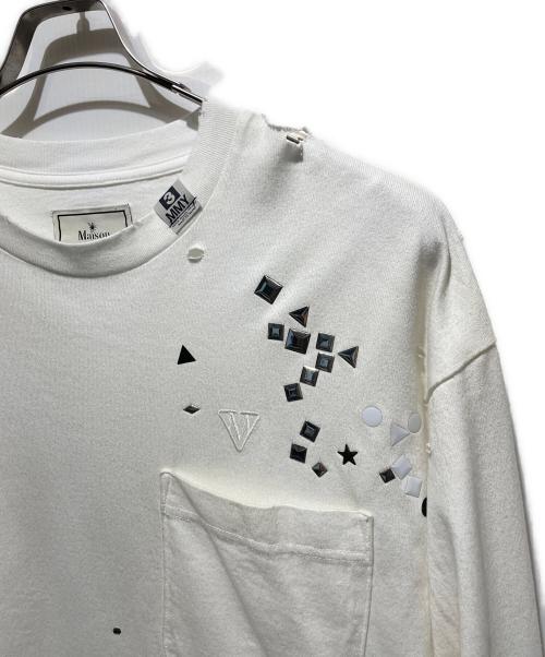 Maison MIHARA YASUHIRO（メゾン ミハラ ヤスヒロ）Maison MIHARA YASUHIRO (メゾン ミハラ ヤスヒロ) 25AW EMBELLISHED BLEACHED L/S TEE ホワイト サイズ:44 未使用品の古着・服飾アイテム