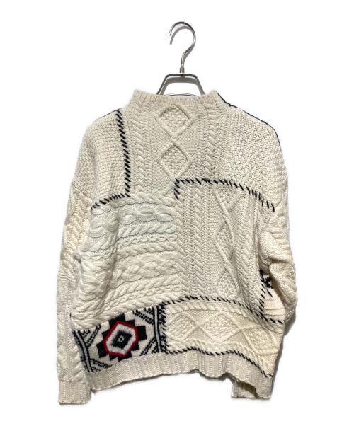 POLO RALPH LAUREN（ポロ・ラルフローレン）POLO RALPH LAUREN (ポロ・ラルフローレン) 50周年パッチワークモックネックセーター ホワイト サイズ:Sの古着・服飾アイテム