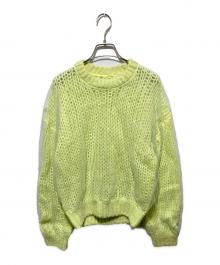 MAISON SPECIAL（メゾンスペシャル）の古着「チュールレイヤーローゲージリバーシブルプルオーバーニット」｜ライム
