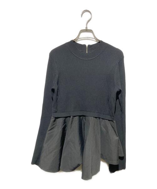 Adam et Rope（アダム エ ロペ）Adam et Rope (アダム エ ロペ) ペプラムコンビニットプルオーバー ブラック サイズ:FREEの古着・服飾アイテム