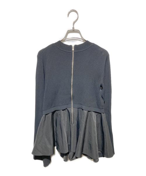 Adam et Rope（アダム エ ロペ）Adam et Rope (アダム エ ロペ) ペプラムコンビニットプルオーバー ブラック サイズ:FREEの古着・服飾アイテム