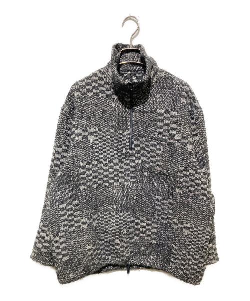 Engineered Garments（エンジニアドガーメンツ）Engineered Garments (エンジニアドガーメンツ) ZIP MOCK NECK Block Jacquard ブラック×グレー サイズ:Sの古着・服飾アイテム