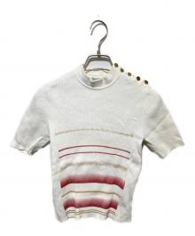 CHANEL（シャネル）の古着「CCボタン半袖ハイネックニット」｜ホワイト