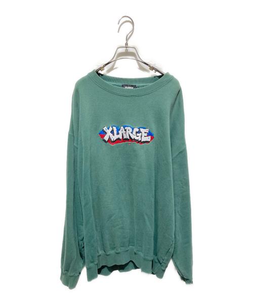 X-LARGE（エクストララージ）X-LARGE (エクストララージ) GRAFFITI EMBROIDERY CREWNECK SWEAT グリーン サイズ:ＸＬの古着・服飾アイテム