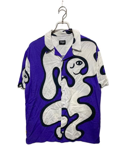 Dime（ダイム）Dime (ダイム) レーヨンシャツ/Chilling Rayon Shirt パープル×ホワイト サイズ:XLの古着・服飾アイテム