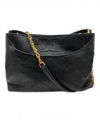 TORY BURCHトリーバーチ）の古着「Alexa Flat Leather Tote/チェーントートバッグ」｜ブラック