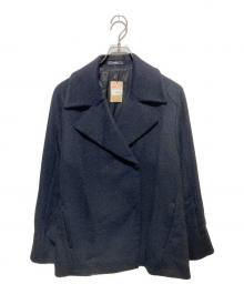 COMME CA ISM（コムサイズム）の古着「アンゴラコンワイドショート丈コート」｜ブラック