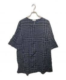 plantation（プランテーション）の古着「製品染めチェックブラウスワンピース」｜ブラック×グレー