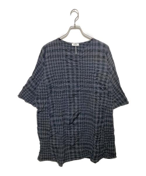 plantation（プランテーション）plantation (プランテーション) 製品染めチェックブラウスワンピース ブラック×グレー サイズ:2 未使用品の古着・服飾アイテム
