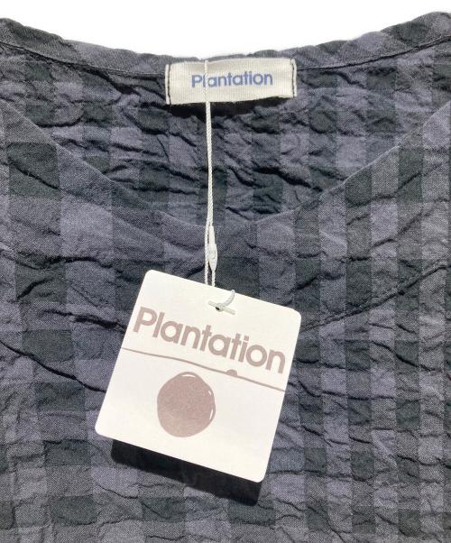 plantation（プランテーション）plantation (プランテーション) 製品染めチェックブラウスワンピース ブラック×グレー サイズ:2 未使用品の古着・服飾アイテム