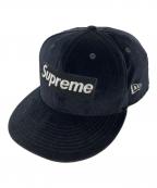 New Era×SUPREMEニューエラ×シュプリーム）の古着「22AW Velour Box Logoキャップ」｜ネイビー