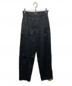 STEVEN ALANスティーブンアラン）の古着「STRIPE WIDE TAPERED PANTS/パンツ」｜ブラック