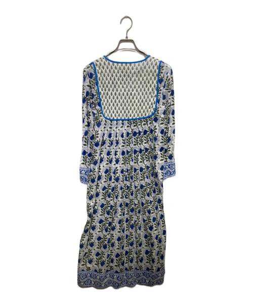 SZ Blockprints（エスゼットブロックプリント）SZ Blockprints (エスゼットブロックプリント) KITY DRESS/ブラウスワンピース ブルー×ホワイト サイズ:Sの古着・服飾アイテム