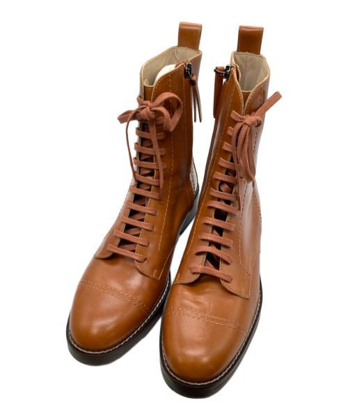 theory（セオリー）theory (セオリー) Satin Calf Laced Boot ブラウン サイズ:37の古着・服飾アイテム