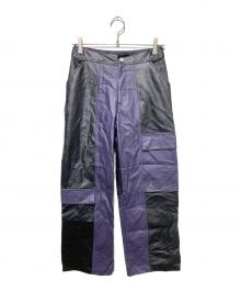 JORDAN（ジョーダン）の古着「フェイクレザーパンツ」｜ブラック×パープル