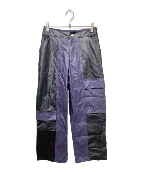 JORDAN（ジョーダン）JORDAN (ジョーダン) フェイクレザーパンツ ブラック×パープル サイズ:ＸＳの古着・服飾アイテム