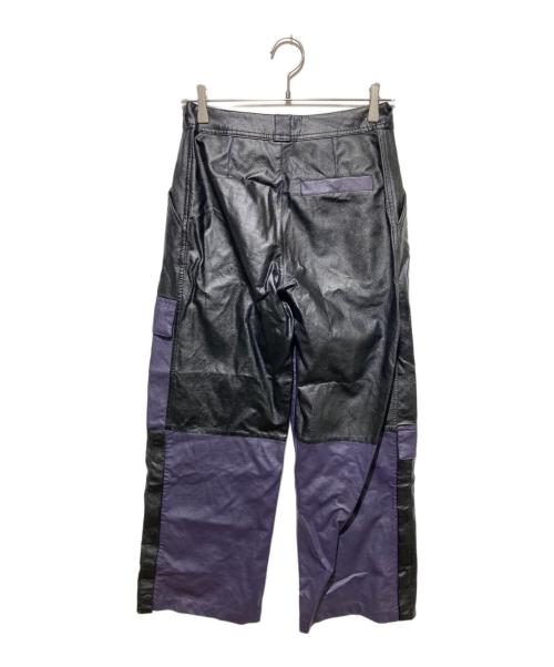 JORDAN（ジョーダン）JORDAN (ジョーダン) フェイクレザーパンツ ブラック×パープル サイズ:ＸＳの古着・服飾アイテム