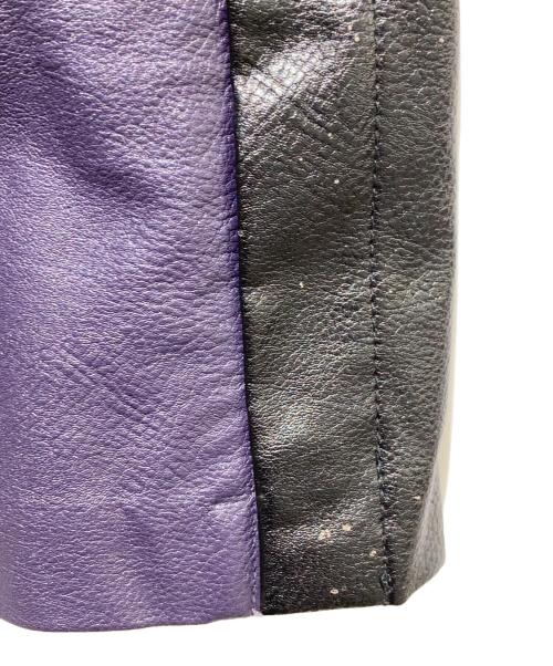 JORDAN（ジョーダン）JORDAN (ジョーダン) フェイクレザーパンツ ブラック×パープル サイズ:ＸＳの古着・服飾アイテム