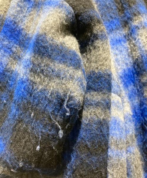 BEAMS BOY（ビームスボーイ）BEAMS BOY (ビームスボーイ) 22FW スライバー タータンチェック ノーカラーコート ブルー サイズ:不明の古着・服飾アイテム