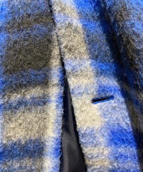 BEAMS BOY（ビームスボーイ）BEAMS BOY (ビームスボーイ) 22FW スライバー タータンチェック ノーカラーコート ブルー サイズ:不明の古着・服飾アイテム