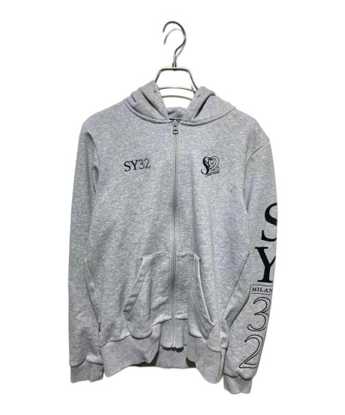 sy32 by sweet years（エスワイサーティトゥバイスィートイヤーズ）SY32 by SWEET YEARS (エスワイサーティトゥバイスィートイヤーズ) SERIF LOGO フード付き フーディ グレー サイズ:Sの古着・服飾アイテム