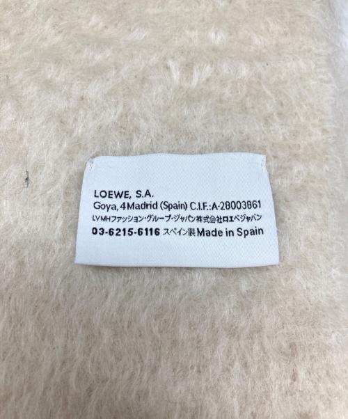 LOEWE（ロエベ）LOEWE (ロエベ) モヘアウールレザーパッチロゴマフラー アイボリーの古着・服飾アイテム