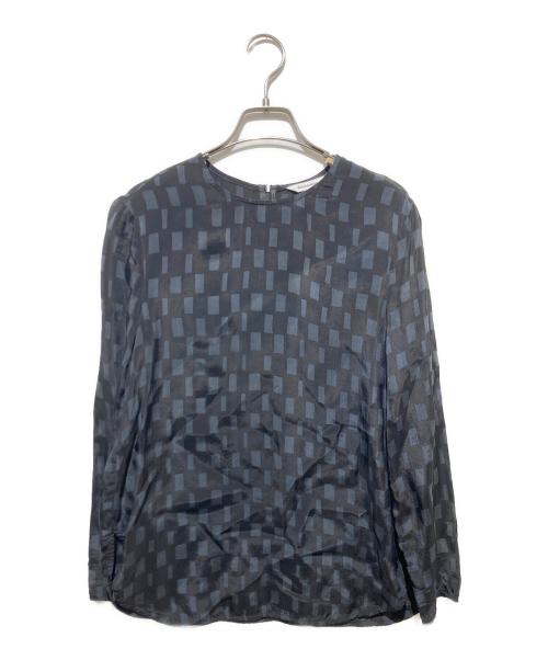 marimekko（マリメッコ）marimekko (マリメッコ) marlaug noppa/総柄ブラウス ブラック×グレー サイズ:36の古着・服飾アイテム