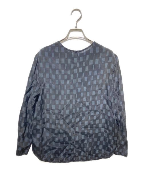 marimekko（マリメッコ）marimekko (マリメッコ) marlaug noppa/総柄ブラウス ブラック×グレー サイズ:36の古着・服飾アイテム