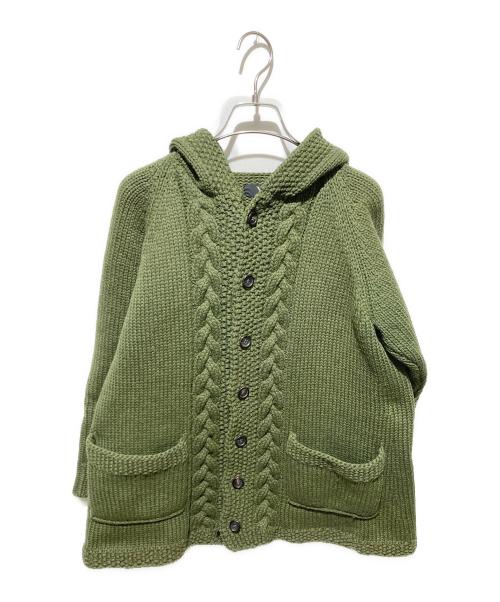 Y's（ワイズ）Y's (ワイズ) フーデッドウールケーブルカーディガン グリーン サイズ:不明の古着・服飾アイテム
