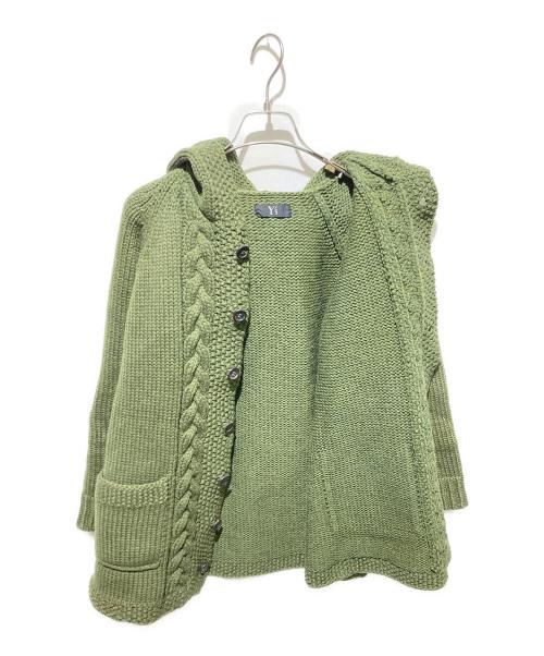 Y's（ワイズ）Y's (ワイズ) フーデッドウールケーブルカーディガン グリーン サイズ:不明の古着・服飾アイテム