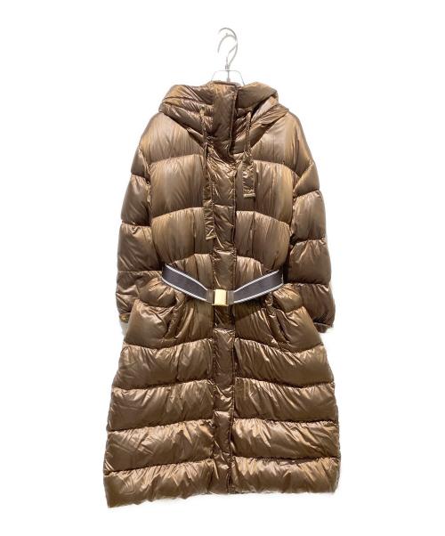 MaxMara The Cube.（マックスマーラ ザ キューブ）MaxMara The cube. (マックスマーラ ザ キューブ) ベルト付きダウンコート ブラウン サイズ:36の古着・服飾アイテム