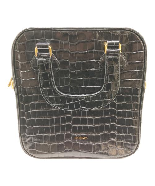 SPORT MAX（スポーツマックス）SPORT MAX (スポーツマックス) クロコ型押し2wayバッグ ブラックの古着・服飾アイテム