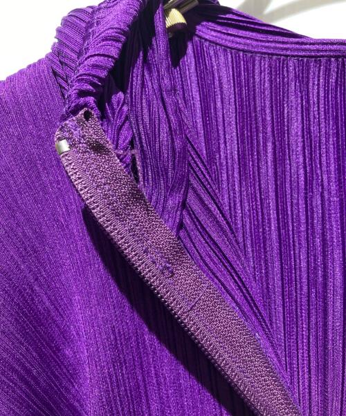 PLEATS PLEASE（プリーツプリーズ）PLEATS PLEASE (プリーツプリーズ) 98年 Hoodie Pleated Zip-up Coat/フーディ プリーツ ジップアップコート パープル サイズ:3の古着・服飾アイテム