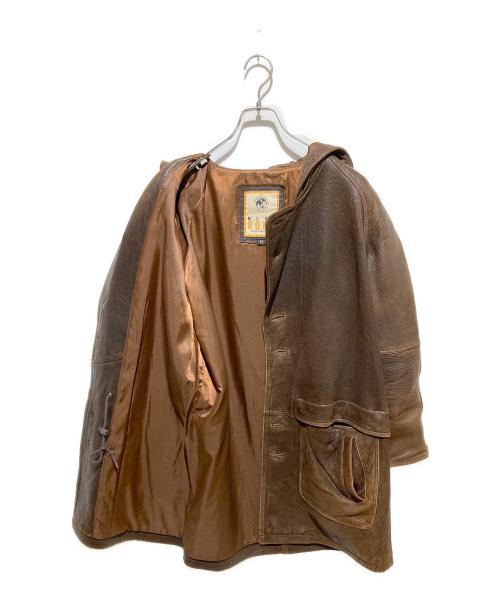 MENS ROBO（メンズロボ）MENS ROBO (メンズロボ) レザーフーデッドコート ブラウン サイズ:Mの古着・服飾アイテム