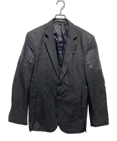 D.GNAK（ディ ナック）d.gnak (ディ ナック) シワ加工ドクロテーラードジャケット ブラック サイズ:48の古着・服飾アイテム