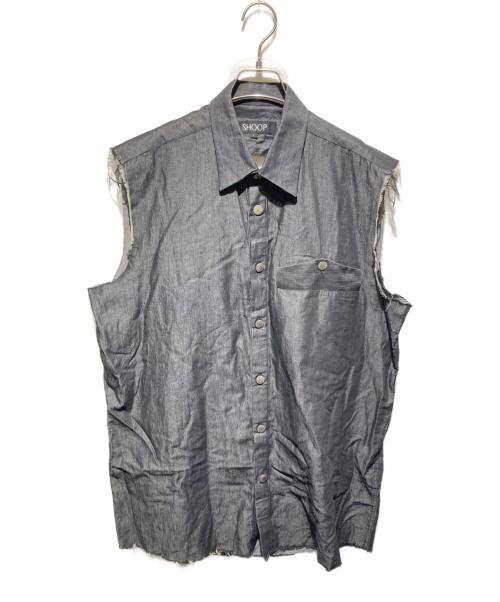 shoop（シュープ）shoop (シュープ) ノースリーブカットオフシャツ ブラック サイズ:Ｌの古着・服飾アイテム