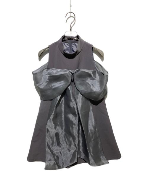 MISTREASS（ミストレアス）MISTREASS (ミストレアス) Sheer Big Ribbon Mini Dress グレー サイズ:FREEの古着・服飾アイテム
